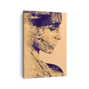 Quadro su tela - Stampe su Tela - Profilo di donna con la natura sullo sfondo dai toni caldi - 50x70cm - Bella di natura - Decorazione murale moderna per soggiorno e camera da letto ARTTOR