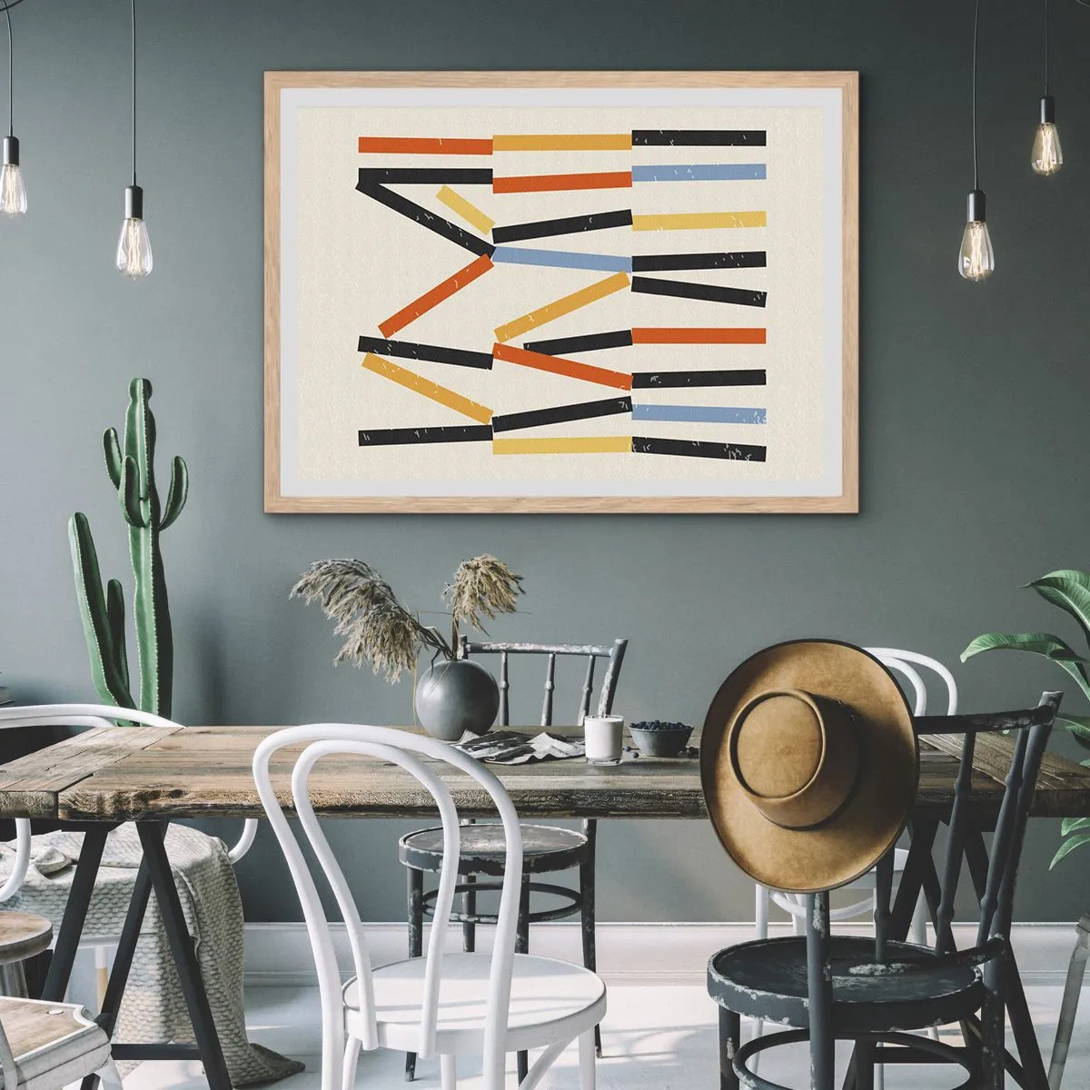 Poster in cornice rovere chiaro - Composizione orizzontale - 100x70 cm