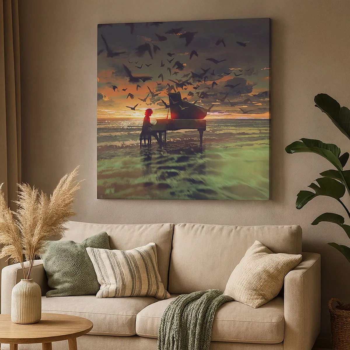 Quadro su tela - Stampe su Tela - Concerto per pianoforte e onde - 30x30 cm