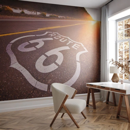 Fotomurali Standard Eco - Route 66 al tramonto - 100x70cm - La mitica Route 66 - Decorazione murale moderna per soggiorno e camera da letto ARTTOR