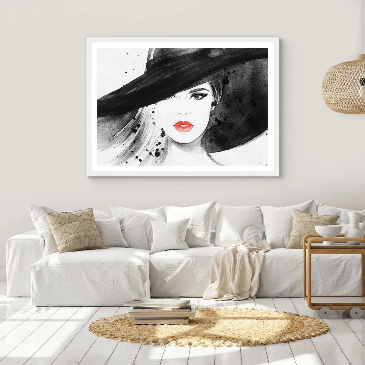 Poster in cornice bianca - Donna in nero - 50x40 cm