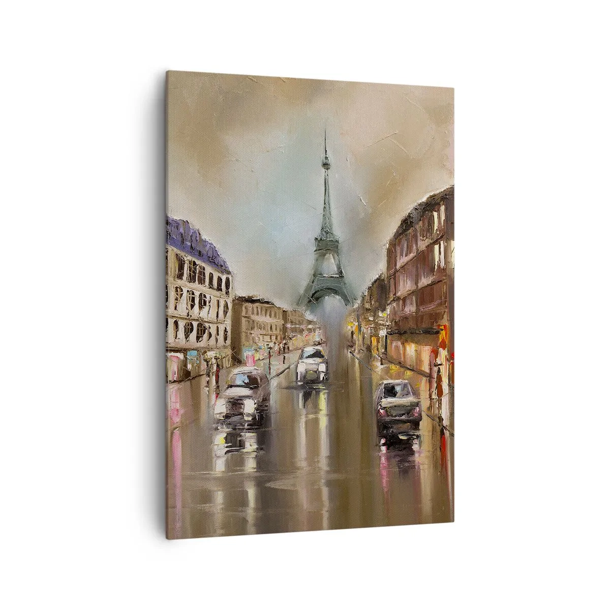 Quadro su tela - Stampe su Tela - Paesaggio urbano serale di Parigi con vista sulla Torre Eiffel - 70x100cm - Conta solo lei - Decorazione murale moderna per soggiorno e camera da letto ARTTOR