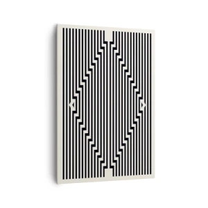 Quadro su tela - Stampe su Tela - Linee bianche e nere che creano un effetto di illusione geometrica - 70x100cm - Illusione geometrica - Decorazione murale moderna per soggiorno e camera da letto ARTTOR