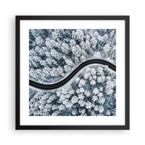 Poster in cornice nera - Attraverso il bosco invernale - 40x40 cm