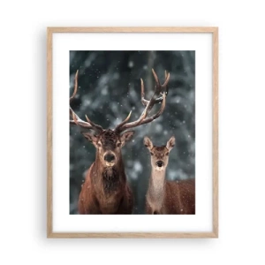 Poster in cornice rovere chiaro - Il re della foresta con la consorte - 40x50 cm