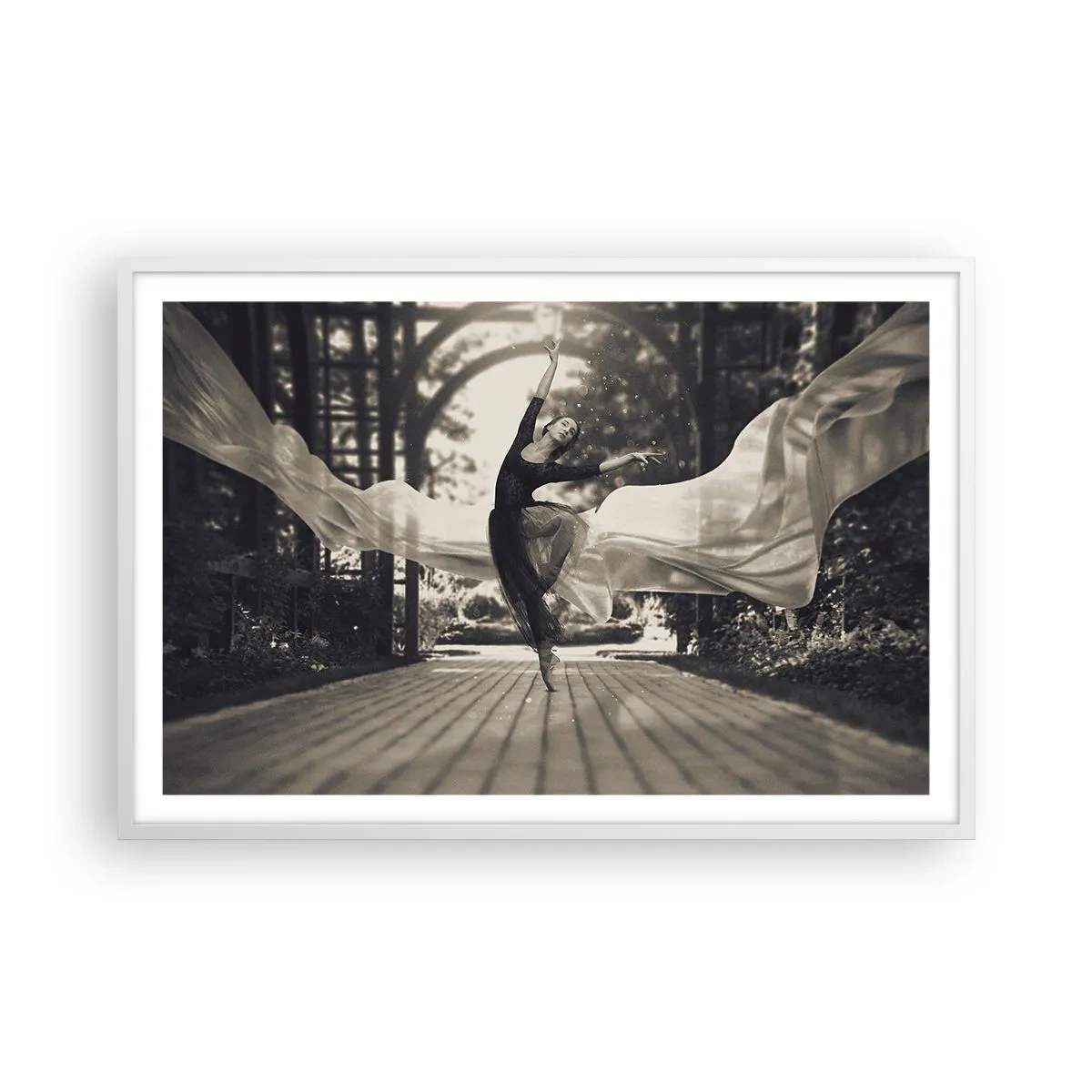 Poster in cornice bianca - La danza dello spirito del giardino - 91x61 cm