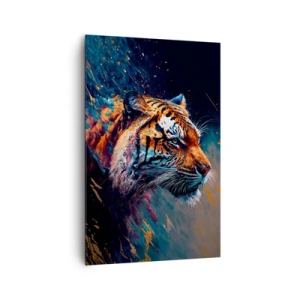Quadro su tela - Stampe su Tela - Ritratto di una tigre in colori dinamici e astratti - 80x120cm - Bellezza selvaggia - Decorazione murale moderna per soggiorno e camera da letto ARTTOR