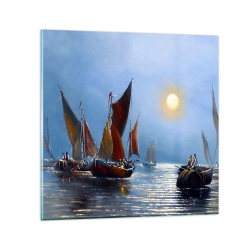 Quadro su vetro - Pesca notturna - 50x50 cm