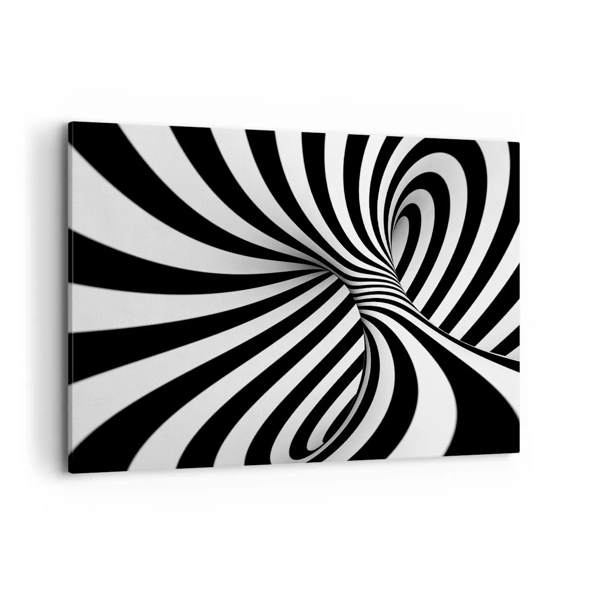 Quadro su tela - Stampe su Tela - Tunnel astratto con strisce a spirale bianche e nere - 120x80cm - Composizione: spazio danzante - Decorazione murale moderna per soggiorno e camera da letto ARTTOR