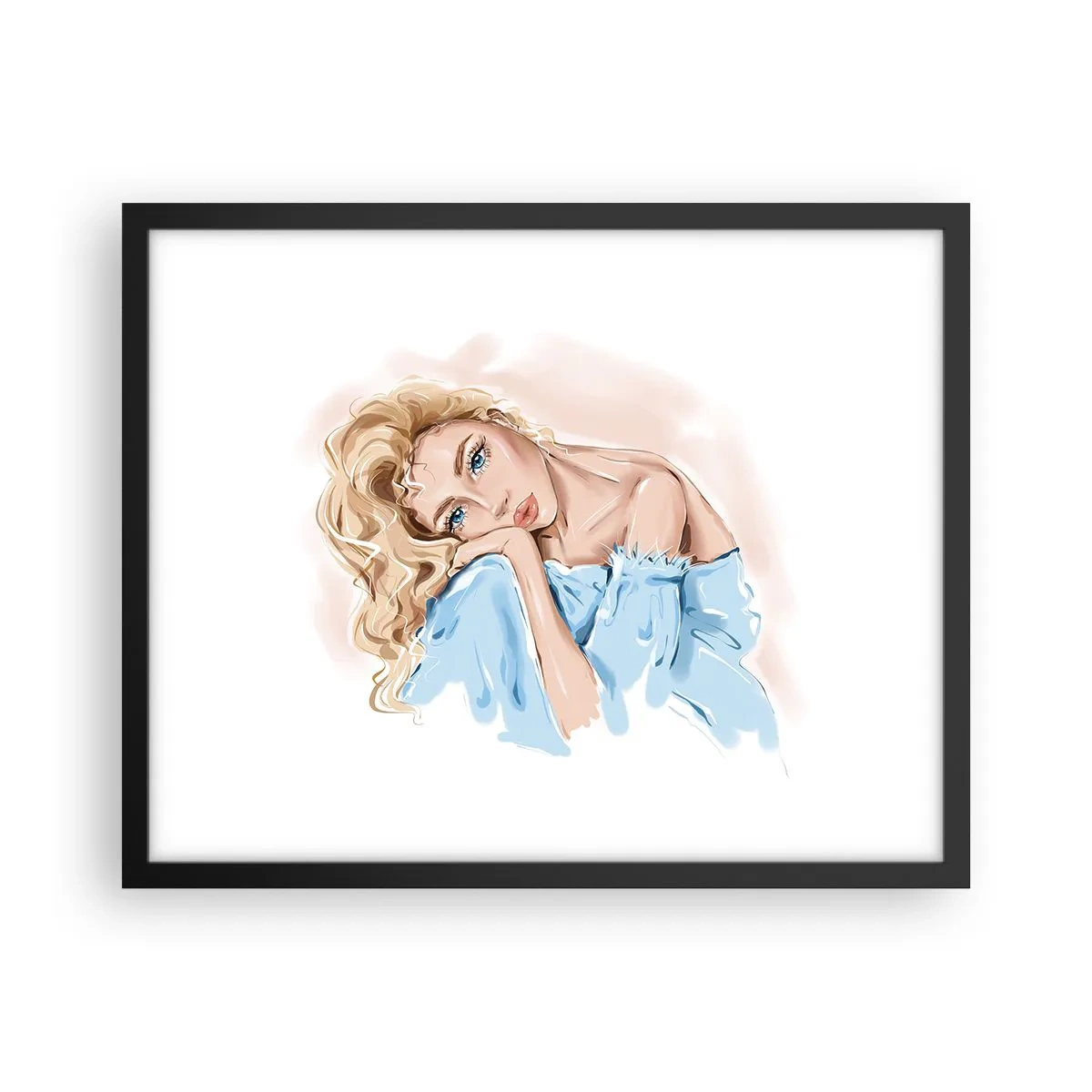 Poster in cornice nera - Sognante nel blu - 50x40 cm