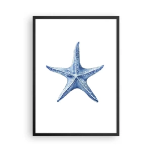 Poster in cornice nera - Stella marina blu su sfondo bianco - 50x70cm - Stella marina - Decorazione murale moderna per soggiorno e camera da letto ARTTOR