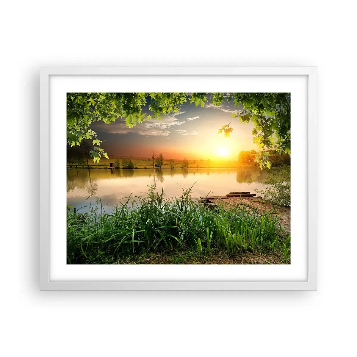 Poster in cornice bianca - Paesaggio incorniciato di verde - 50x40 cm