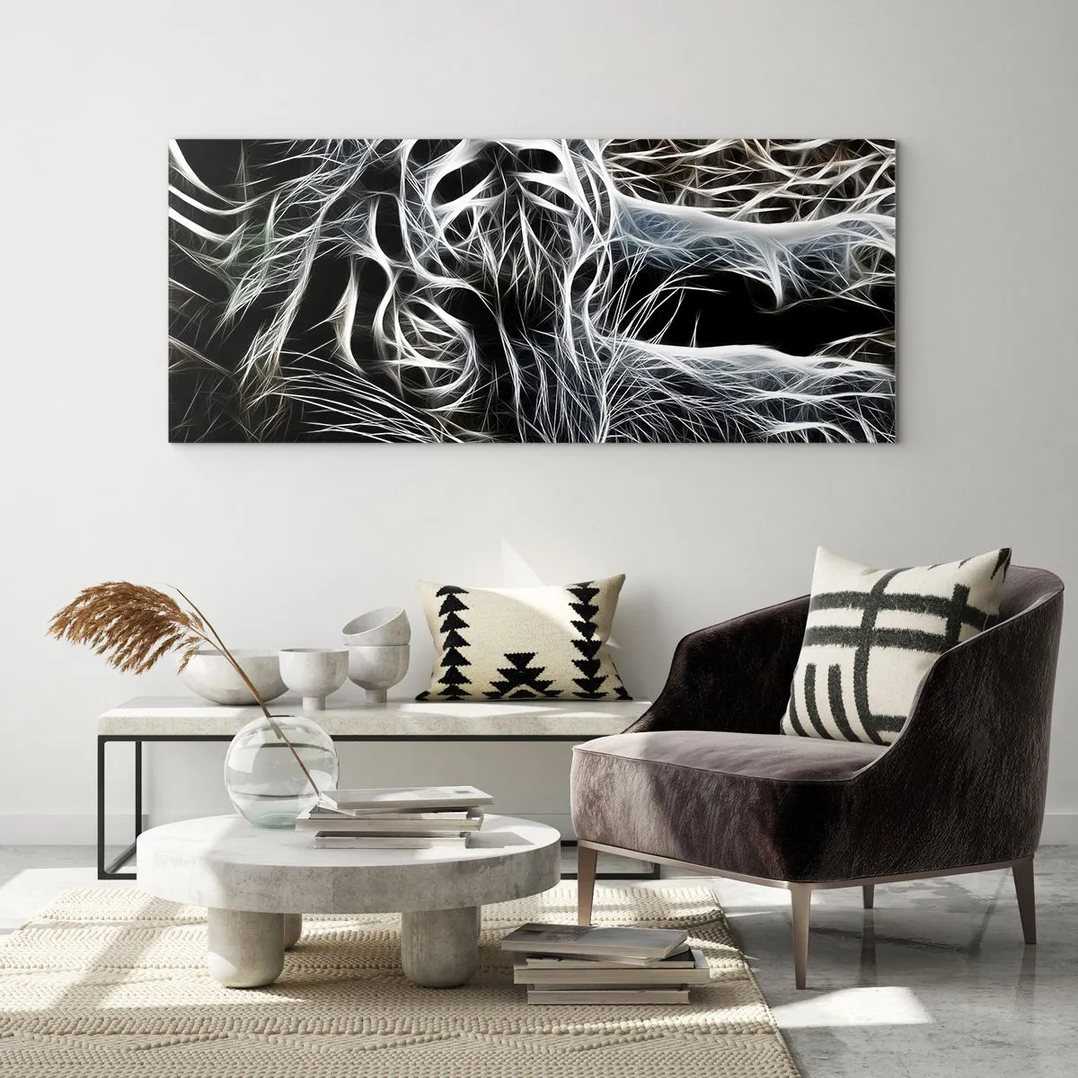Quadro su vetro - Studio di leggerezza felina - 90x30 cm