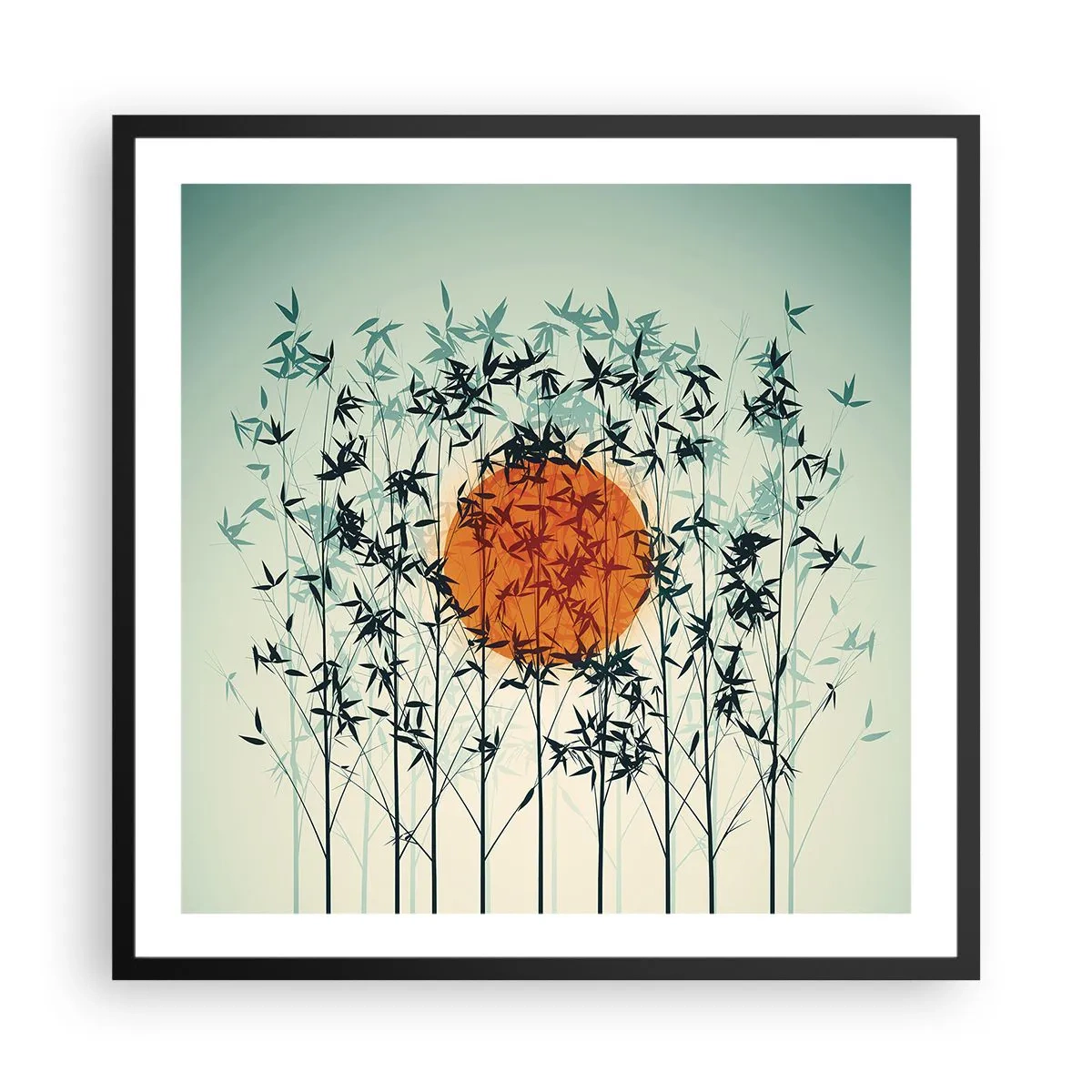 Poster in cornice nera - Sole giapponese - 60x60 cm