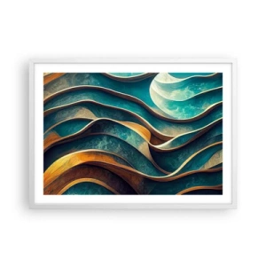 Poster in cornice bianca - I meandri del blu - 70x50 cm