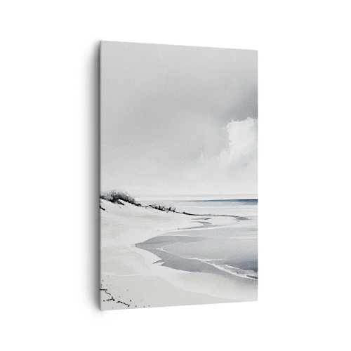Quadro su tela - Stampe su Tela - Una spiaggia dalle tenui tonalità di grigio e blu - 80x120cm - Insieme da sempre - Decorazione murale moderna per soggiorno e camera da letto ARTTOR