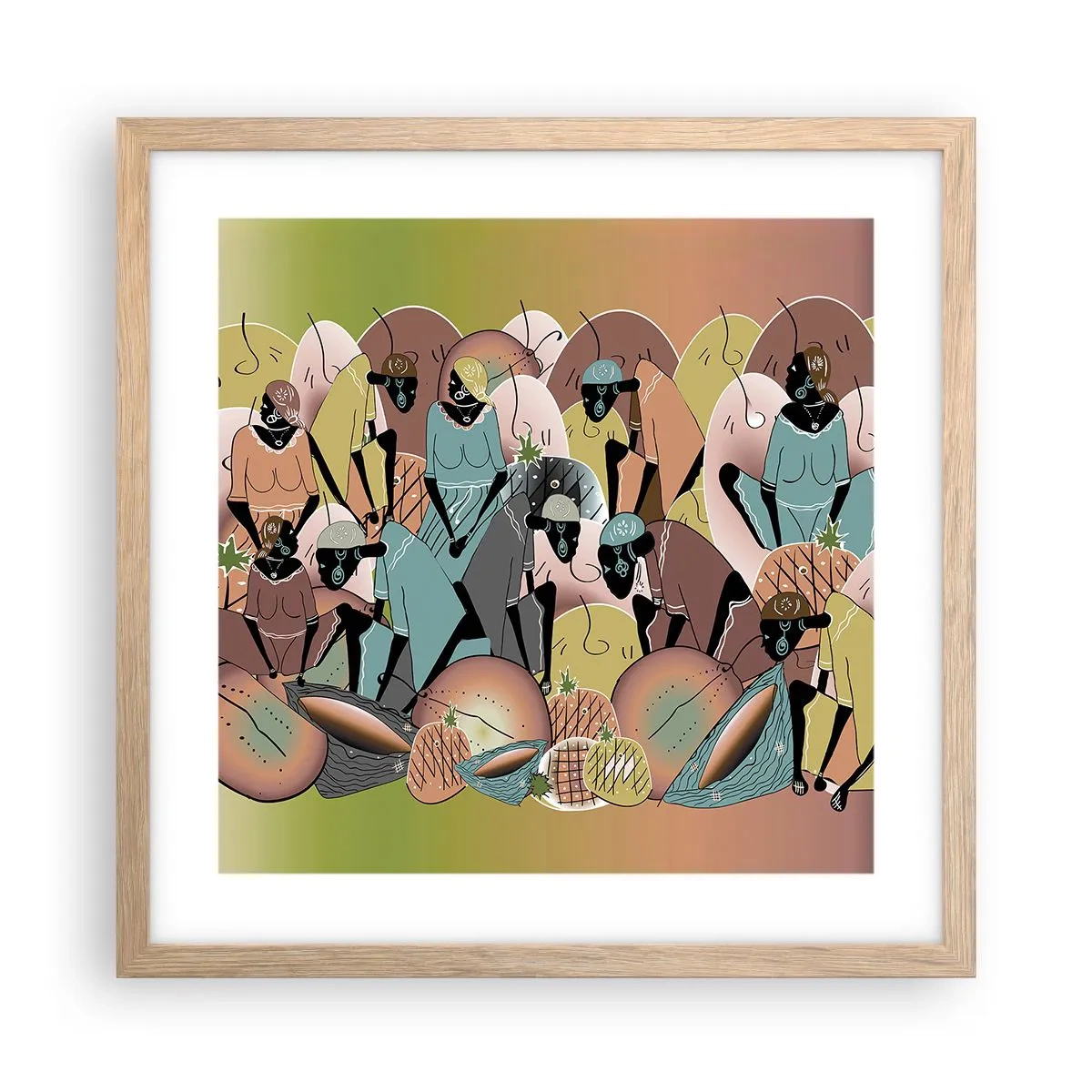 Poster in cornice rovere chiaro - Arriva la grande festa - 40x40 cm