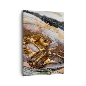 Quadro su tela - Stampe su Tela - Composizione astratta con elementi in oro e cristalli - 50x70cm - L'elemento della terra - Decorazione murale moderna per soggiorno e camera da letto ARTTOR
