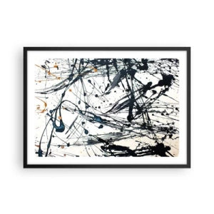 Poster in cornice nera - Un dipinto astratto con schizzi di vernice che formano motivi dinamici. - 70x50cm - Astrazione espressionistica - Decorazione murale moderna per soggiorno e camera da letto ARTTOR
