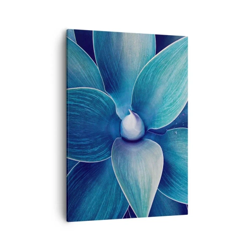 Quadro su tela - Stampe su Tela - Primo piano di un fiore astratto nei toni del blu - 50x70cm - Imbluito dal sole - Decorazione murale moderna per soggiorno e camera da letto ARTTOR
