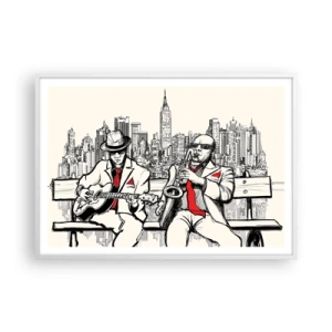 Poster in cornice bianca - Improvvisare a New York - 100x70 cm