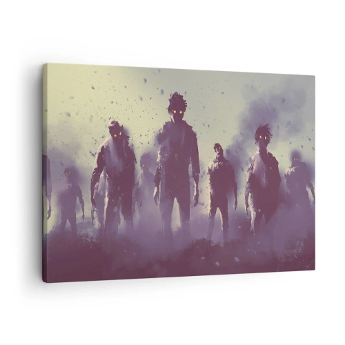 Quadro su tela - Stampe su Tela - Scena scura con sagome con occhi gialli - 70x50cm - Attenzione! Arrivano - Decorazione murale moderna per soggiorno e camera da letto ARTTOR