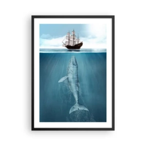 Poster in cornice nera - Una nave sulla superficie dell'acqua con una balena sotto, in uno scatto surreale - 50x70cm - Meglio non sapere - Decorazione murale moderna per soggiorno e camera da letto ARTTOR