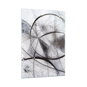 Quadro su vetro - Una composizione in bianco e nero di linee intersecate e archi geometrici. - 50x70cm - Fantasia futuristica - Decorazione murale moderna per soggiorno e camera da letto ARTTOR