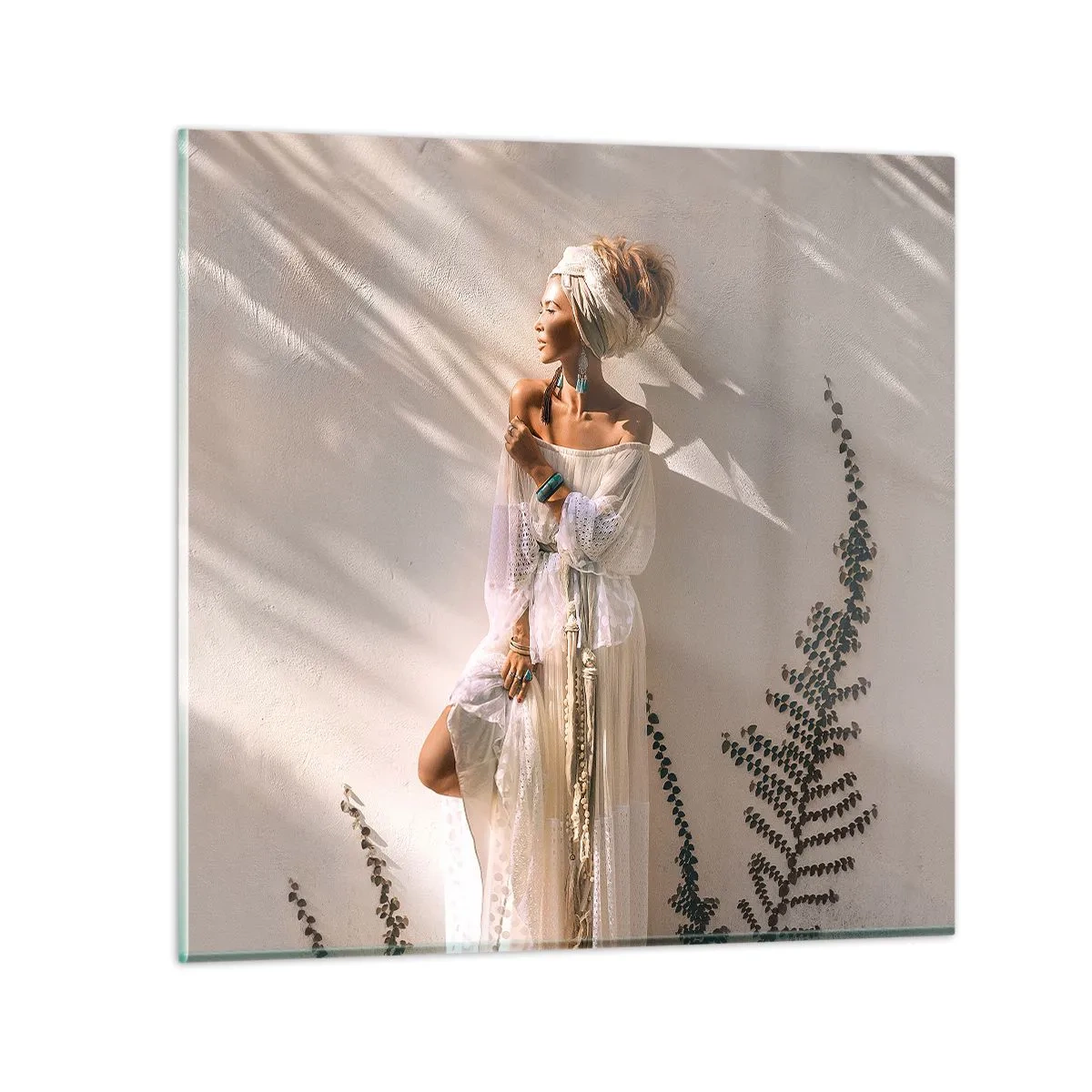 Quadro su vetro - Il sole e la ragazza - 50x50 cm