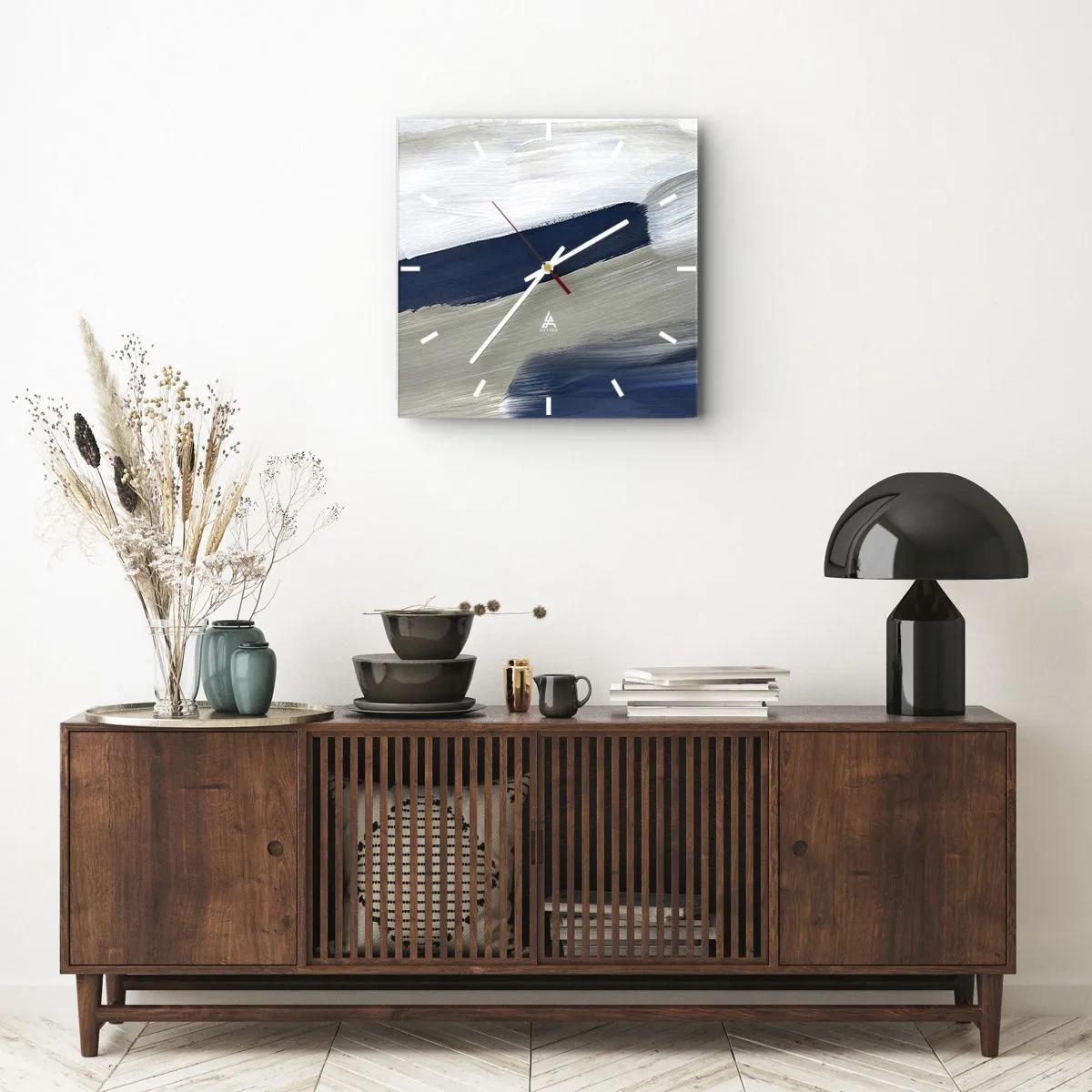 Orologio da parete - Orologio in Vetro - Incontro con il bianco - 30x30 cm