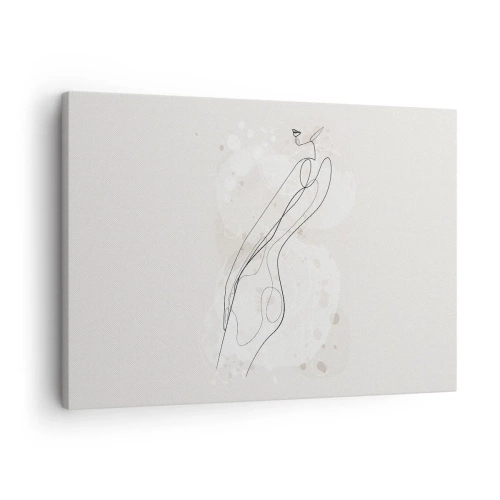 Quadro su tela - Stampe su Tela - Uno schizzo di silhouette sottile in stile minimalista - 70x50cm - Errando con lo sguardo - Decorazione murale moderna per soggiorno e camera da letto ARTTOR