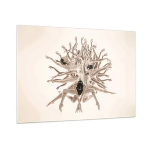 Quadro su vetro - Una composizione di ballerini in un arrangiamento dinamico artistico - 100x70cm - Fiorendo nella danza - Decorazione murale moderna per soggiorno e camera da letto ARTTOR