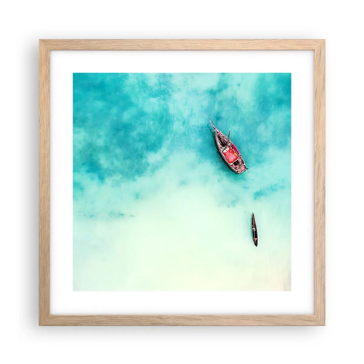 Poster in cornice rovere chiaro - Nelle spiagge di Zanzibar, quando c'è troppa acqua... - 40x40 cm