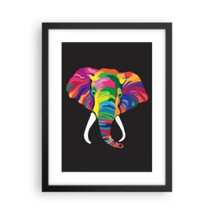 Poster in cornice nera - L'elefante che faceva il bagno nell'arcobaleno - 30x40 cm