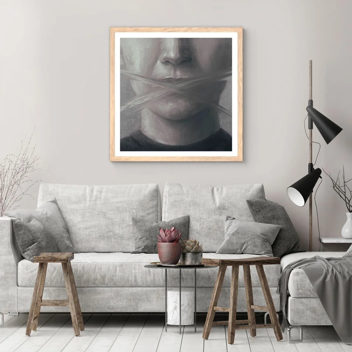 Poster in cornice rovere chiaro - Neanche una parola - 30x30 cm