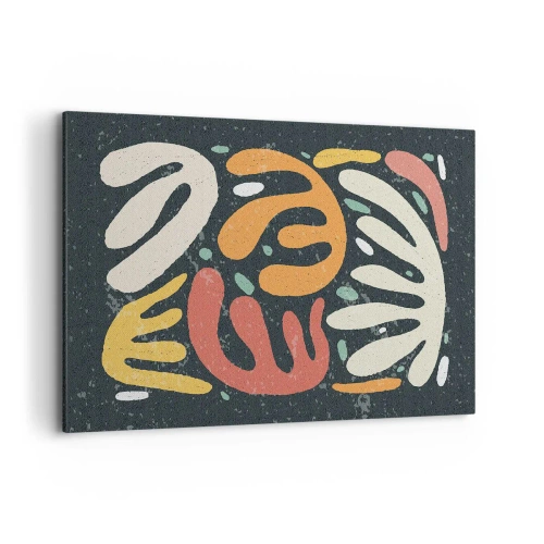 Quadro su tela - Stampe su Tela - Forme astratte in colori caldi su uno sfondo scuro - 100x70cm - Composizione: adesso ti acchiappo - Decorazione murale moderna per soggiorno e camera da letto ARTTOR