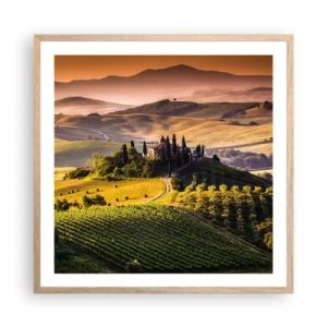 Poster in cornice rovere chiaro - Arcadia: paesaggio toscano - 60x60 cm