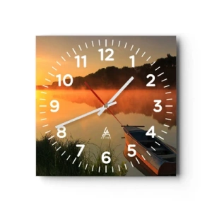 Orologio da parete - Orologio in Vetro - Alba sull'acqua, come uno specchio - 40x40 cm