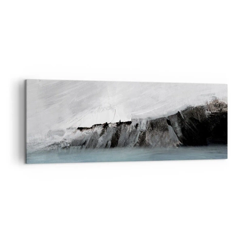 Quadro su tela - Stampe su Tela - Paesaggio astratto con acqua e una costa rocciosa - 140x50cm - Acqua-terra: lo scontro degli elementi - Decorazione murale moderna per soggiorno e camera da letto ARTTOR