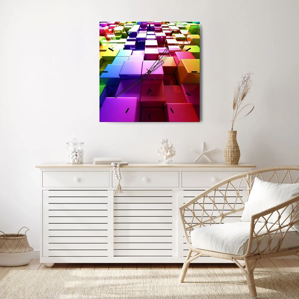 Orologio da parete - Orologio in Vetro - Op Art insieme in squadra - 40x40 cm