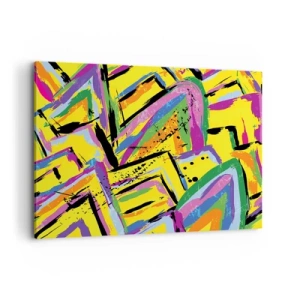Quadro su tela - Stampe su Tela - Astrazione vivida in colori vivaci e forme dinamiche - 120x80cm - Grida di gioia - Decorazione murale moderna per soggiorno e camera da letto ARTTOR
