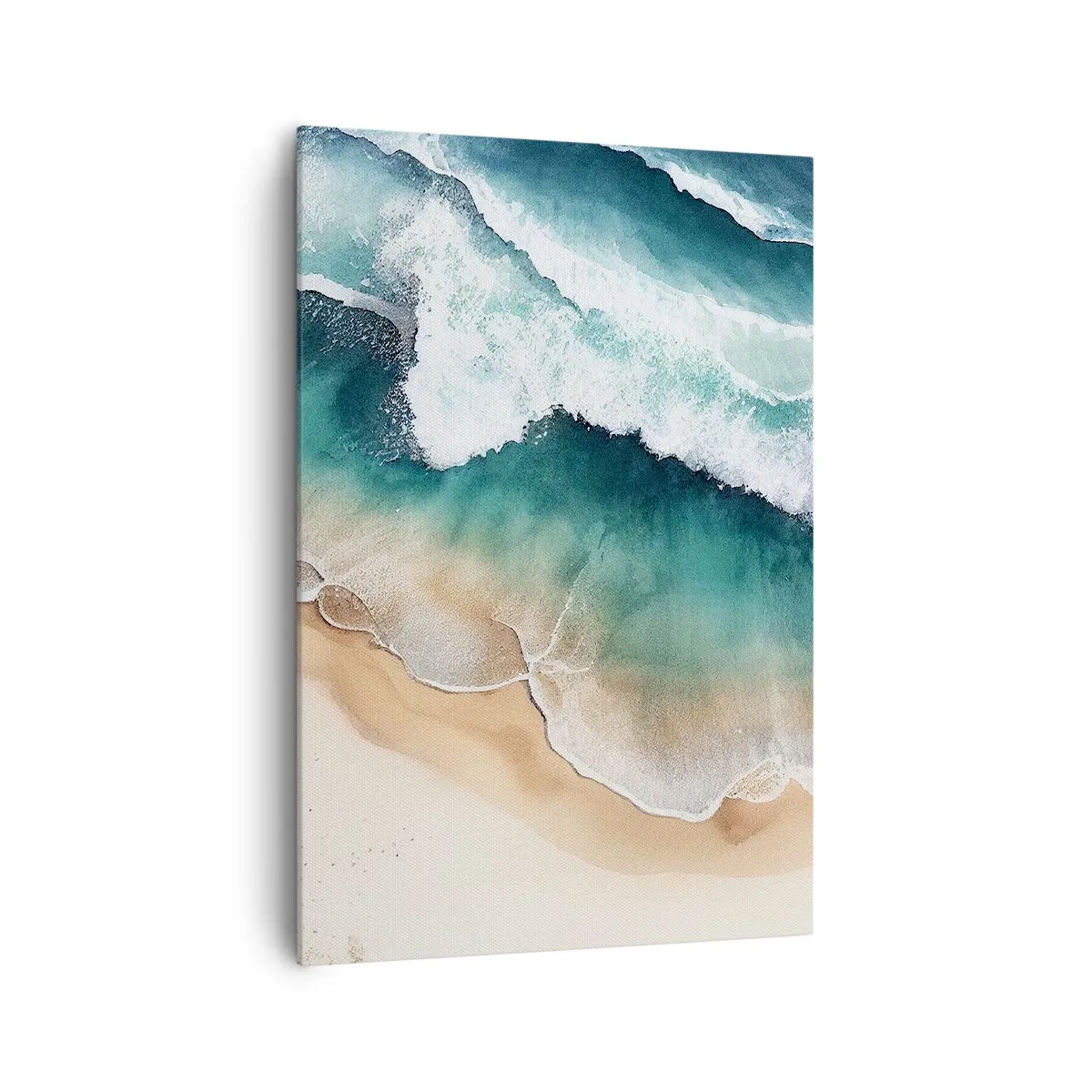 Quadro su tela - Stampe su Tela - Vista della spiaggia e delle onde del mare nelle tonalità del turchese - 70x100cm - L'eterno incontro - Decorazione murale moderna per soggiorno e camera da letto ARTTOR
