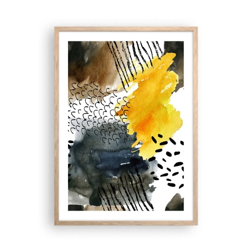 Poster in cornice rovere chiaro - L'incontro degli elementi - 50x70 cm