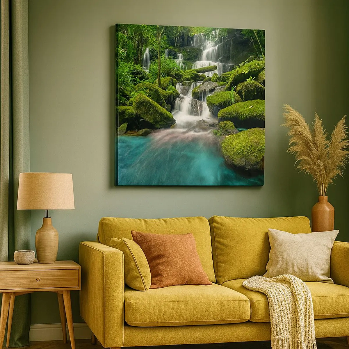 Quadro su tela - Stampe su Tela - Turchese, zaffiro e argento liquido - 30x30 cm