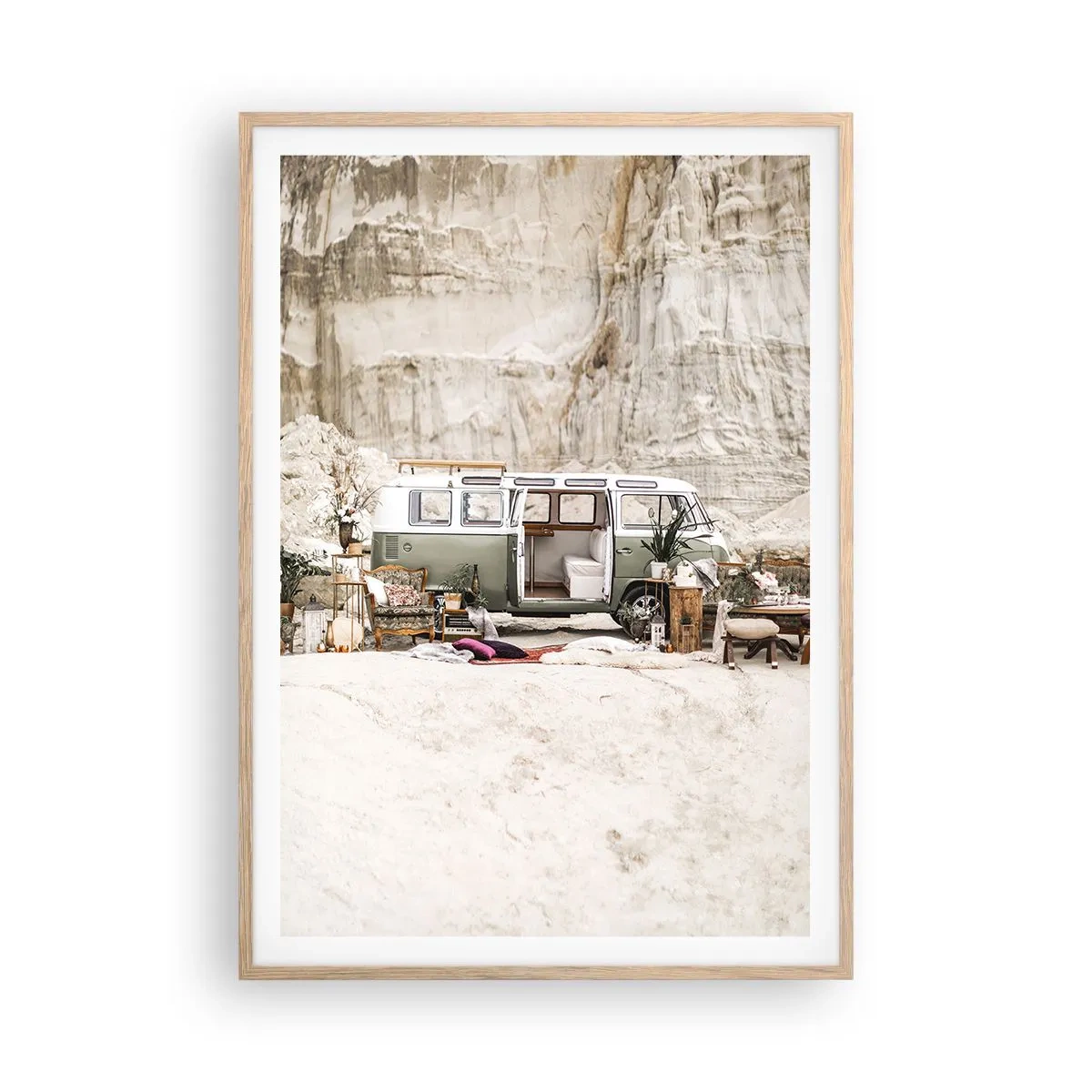 Poster in cornice rovere chiaro - è tempo di viaggiare - 70x100 cm