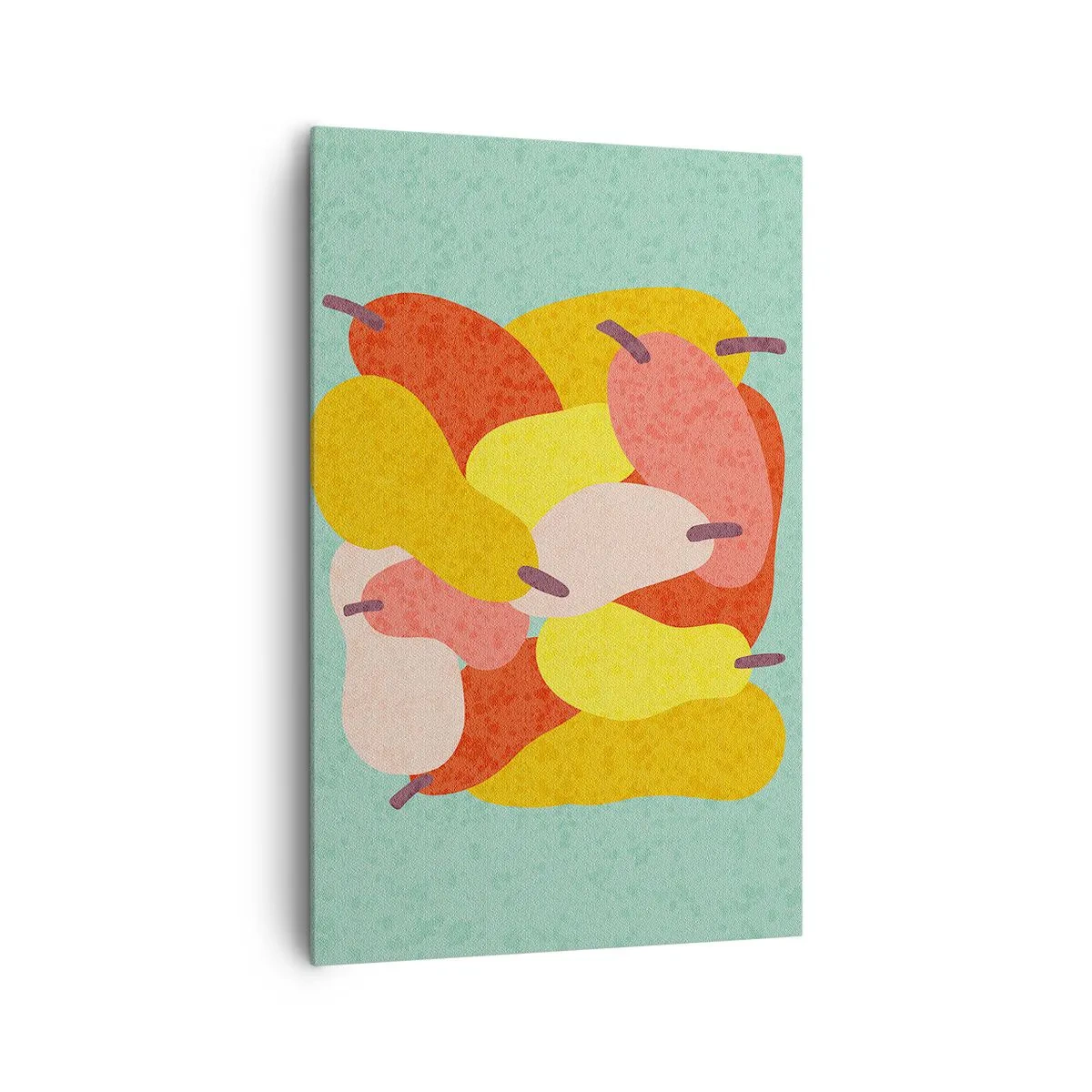 Quadro su tela - Stampe su Tela - Pere astratte colorate su sfondo verde - 80x120cm - Assaggia il sole estivo - Decorazione murale moderna per soggiorno e camera da letto ARTTOR