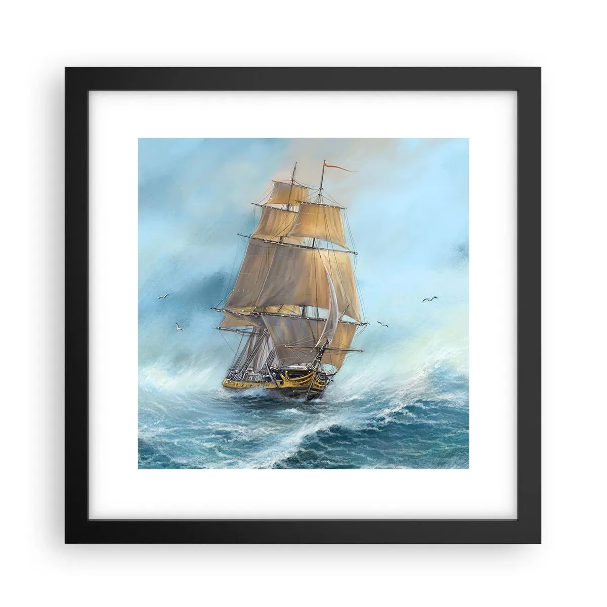 Poster in cornice nera - Frangendo i flutti - 30x30 cm