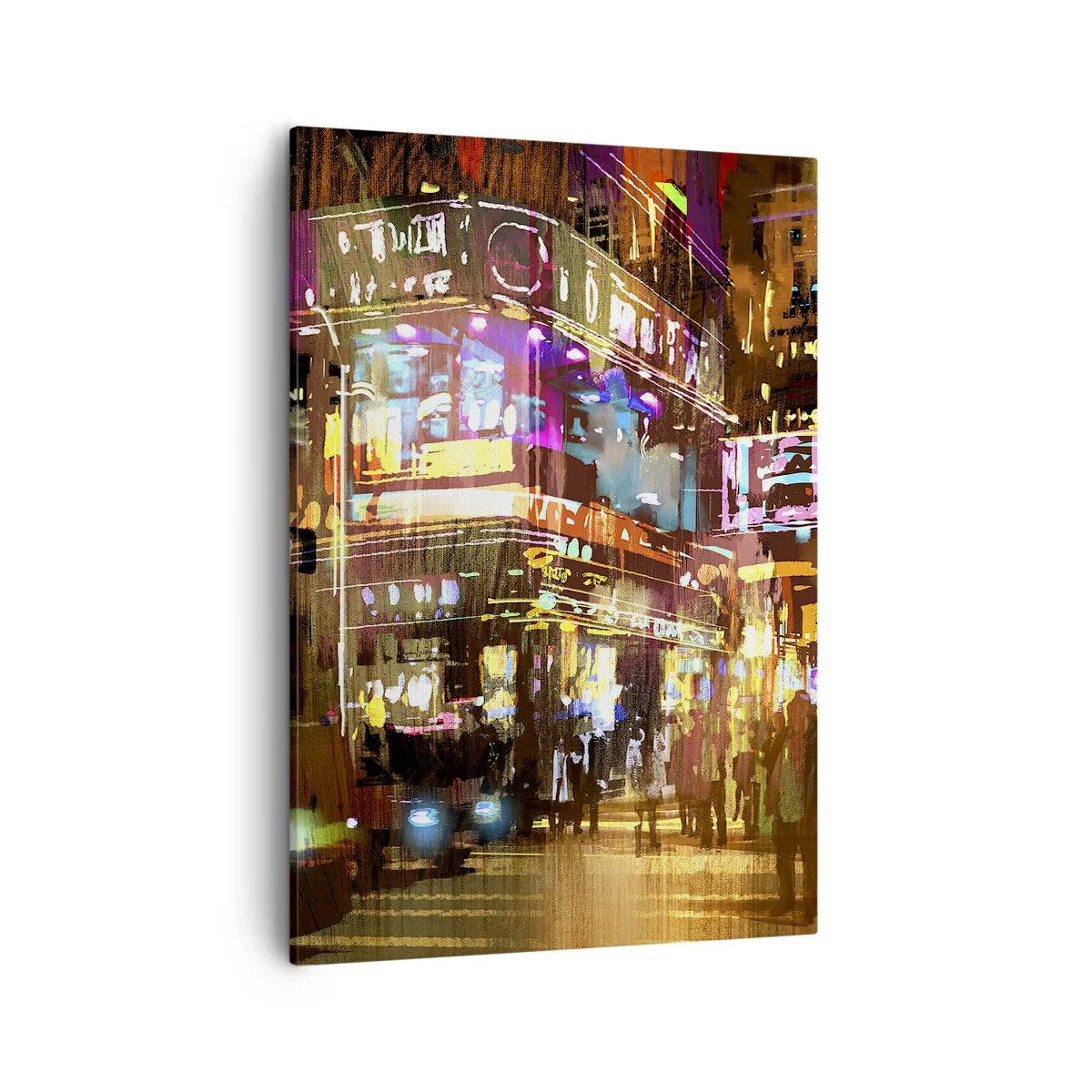 Quadro su tela - Stampe su Tela - Una città vibrante di notte alla luce del neon - 50x70cm - Nel mare di luce - Decorazione murale moderna per soggiorno e camera da letto ARTTOR
