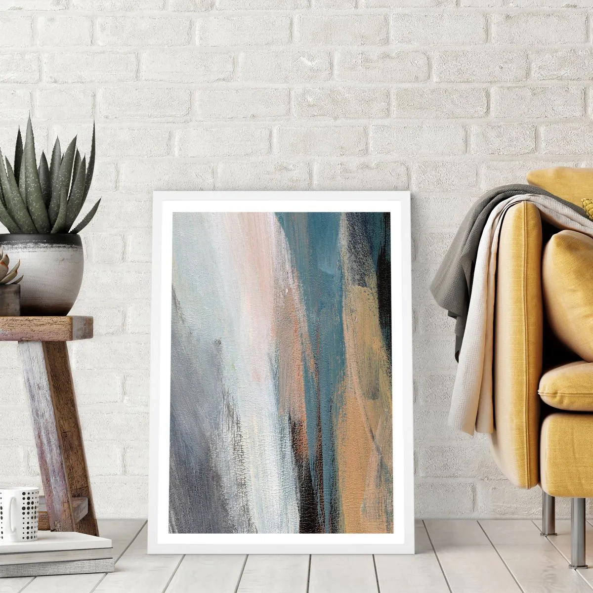 Poster in cornice bianca - Astrazione: paesaggio del nord - 30x40 cm