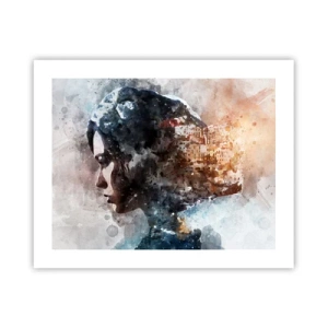 Poster - Racconto su una ragazza con città sullo sfondo - 50x40 cm